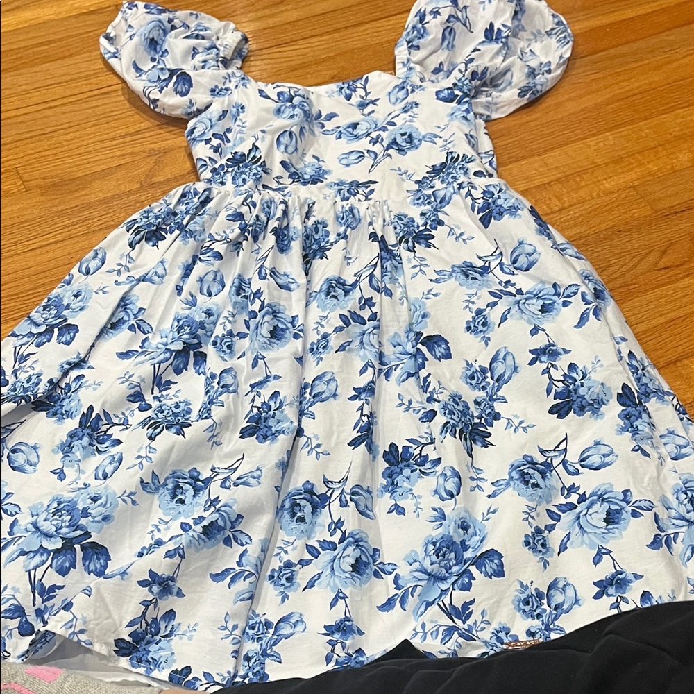 Tahari Blue and White Floral Kids Dress perfect for Easter